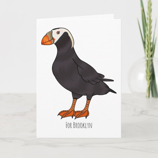 Carte Illustration d'oiseau bouffon touffu (Devant)