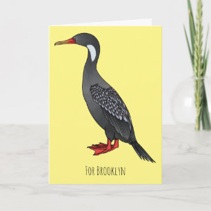 Carte Illustration d'oiseau cormoran à pattes rouges