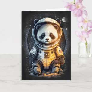 Carte Illustration d'ours panda astronaute