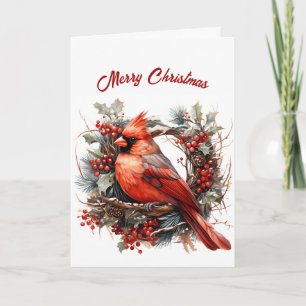 Carte Illustration du cardinal rouge de Noël