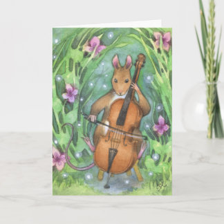 Carte Illustration du musicien Mouse Cello Cute