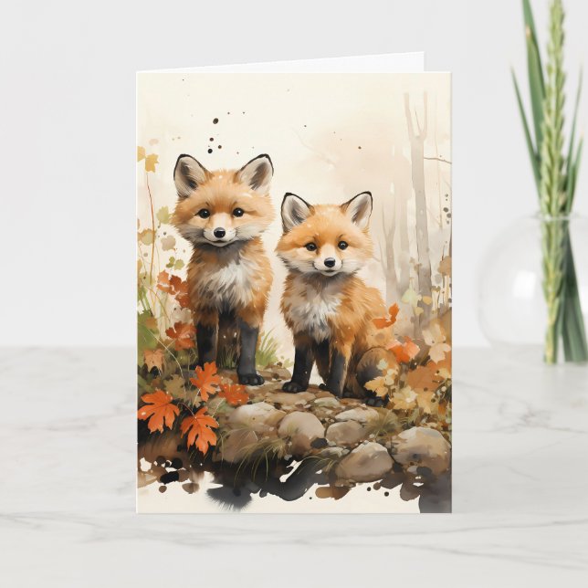 Carte Illustration du renard de l'automne de Thanksgivin (Devant)