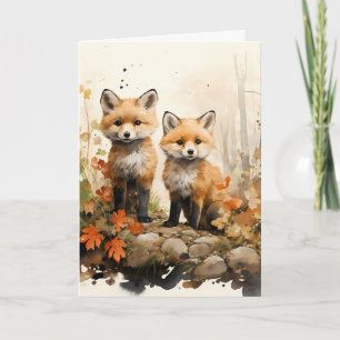 Carte Illustration du renard de l'automne de Thanksgivin