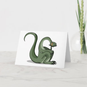 Carte Illustration D'Un Brontosaurus Caricaturé Qui Pens