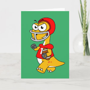 Carte Illustration D'Un Brontosaurus Jouant Au Football.