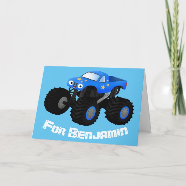 Carte Illustration d'un camion monstre bleu mou (Devant)