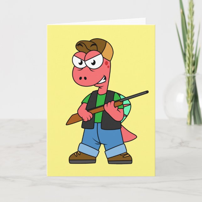 Carte Illustration D'Un Chasseur De Spinosaure Avec Arme (Devant)