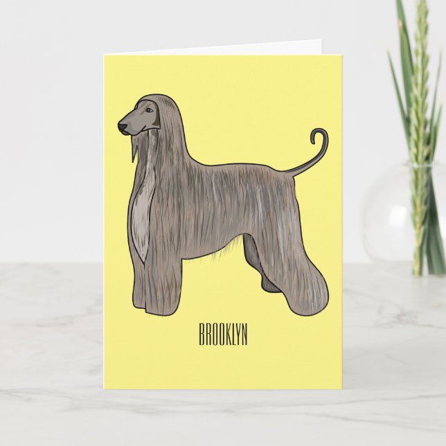 Carte Illustration d'un chien hound afghan (Devant)