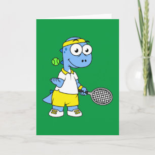 Carte Illustration D'Un Joueur De Tennis Tyrannosaurus R