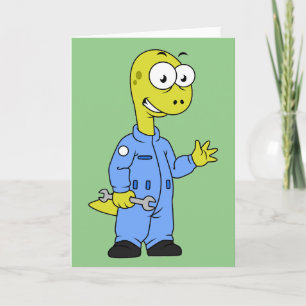 Carte Illustration D'Un Mécanique Brontosaurus.