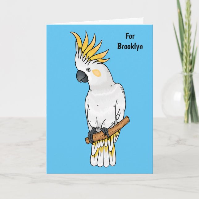 Carte Illustration d'un oiseau de cokatoscope à crête de (Devant)