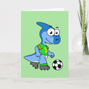 Carte Illustration D'Un Parasaurolophus Jouant Au Footba