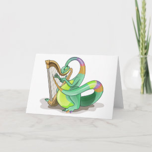 Carte Illustration D'Un Plateosaure Jouant De La Harpe.