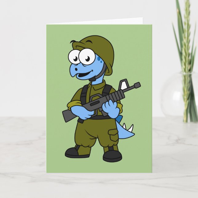 Carte Illustration D'Un Soldat De Stegosaurus. (Devant)