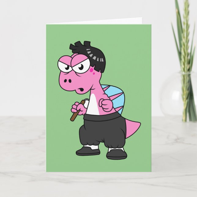 Carte Illustration D'Un Spinosaurus Bruce Lee. (Devant)