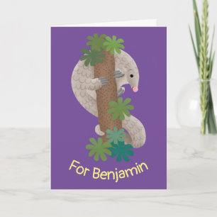 Carte Illustration d'une anteure de pangolin mignonne