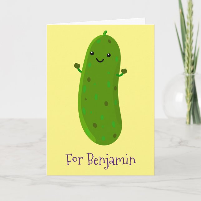 Carte Illustration d'une caricature du pickle joyeux (Devant)