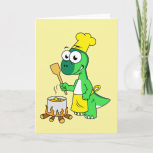 Carte Illustration D'Une Cuisine De Parasaurolophus Dino
