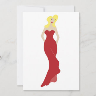 Carte Illustration d'une femme élégante en robe rouge