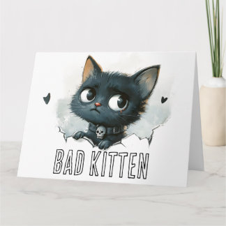 Carte Illustration Edgy Kitten - Texte "Bad Kitten"