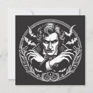 Carte Illustration éffrayante d'horreur Vintage Vampire