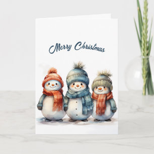 Carte Illustration Festive Snowmen Noël