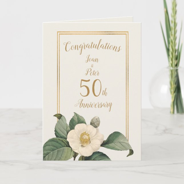 Carte Illustration florale blanche simple | Anniversaire (Devant)