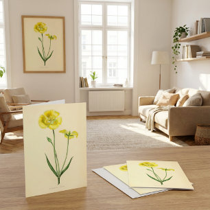 Carte Illustration Florale Jaune Vintage
