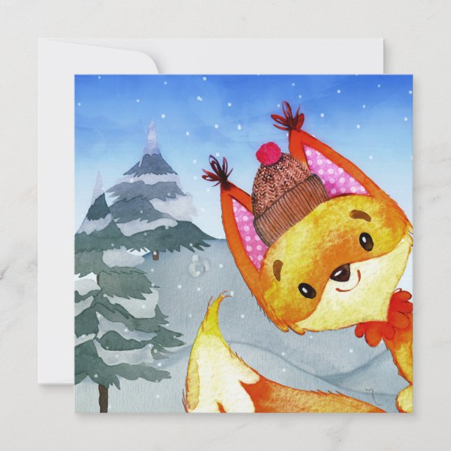 Carte Illustration Fox Forest Woodland Friends (Devant)