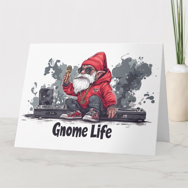 Carte Illustration Gnome Hip hop - Gnome Life (Devant)