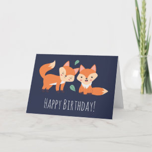 Carte Illustration graphique des renards orange mignons 