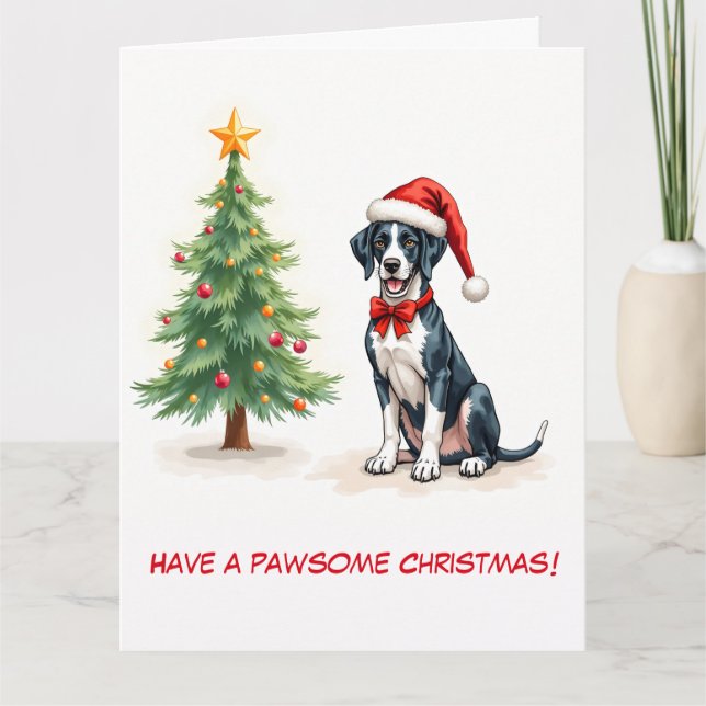 Carte Illustration Great Dane et sapin de Noël (Devant)
