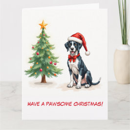 Carte Illustration Great Dane et sapin de Noël