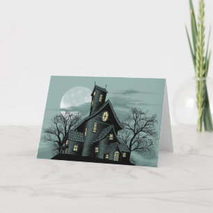 Carte Illustration hantée déplaisante de scène de maison