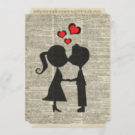 Carte illustration Je t'aime sur une page de dictionnair