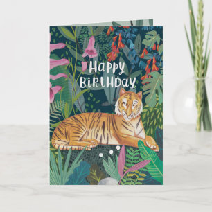 Carte Illustration Joyeux Anniversaire Tigre de la Jungl