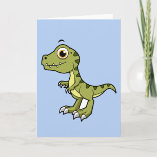 Carte Illustration Mignonne D'Un Rex Tyrannosaurus.