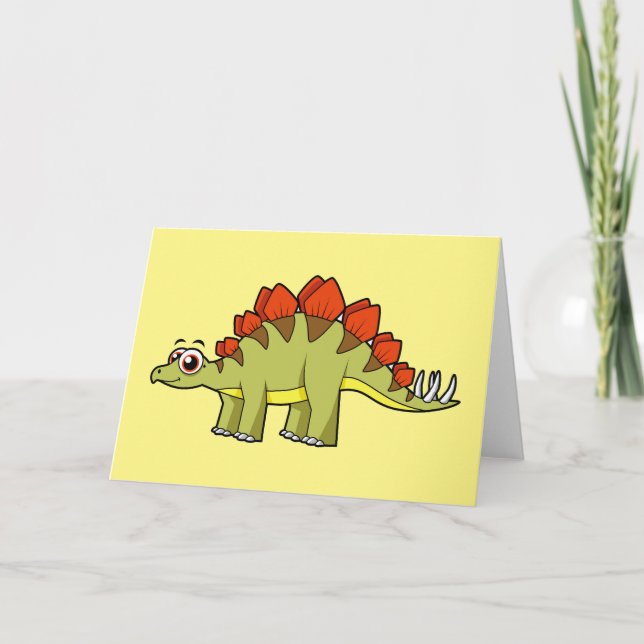 Carte Illustration Mignonne D'Un Stegosaurus Dinosaure. (Devant)