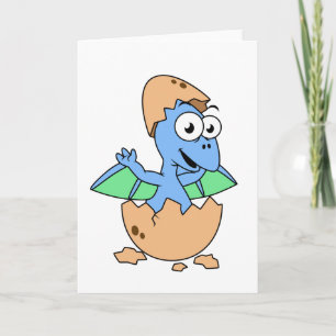 Carte Illustration Mignonne D'Une Éclosion De Ptérodacty