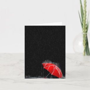 Carte Illustration Perdu Parapluie rouge dans la pluie