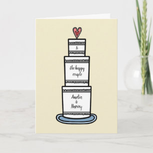 Carte Illustration personnalisée de gâteau de mariage Ca