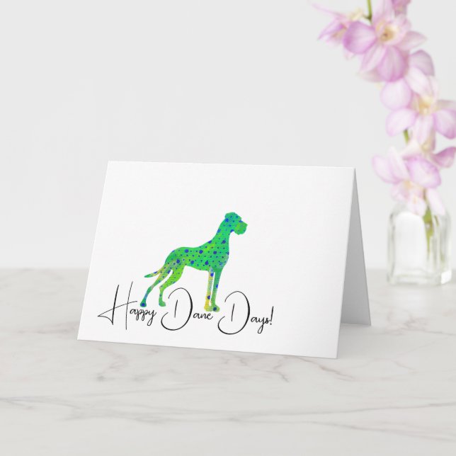 Carte Illustration verte fine Great Dane (Orchidée)