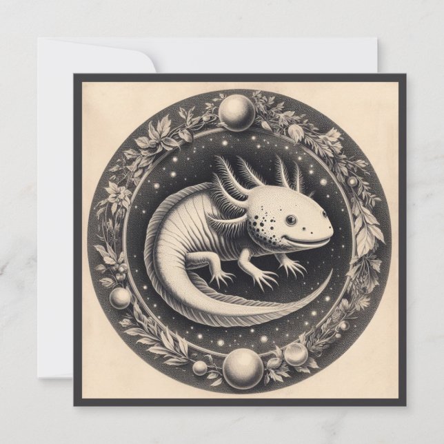 Carte Illustration Vintage Axolotl (Devant)