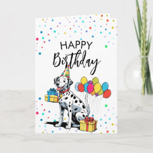 Carte Illustration vintage Dalmatie Ballons Anniversaire