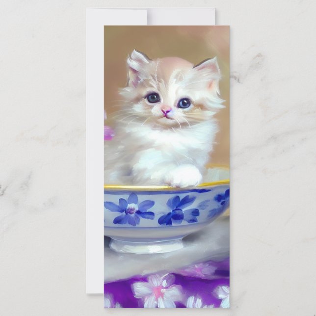 Carte Illustration vintage de chaton blanc (Devant)