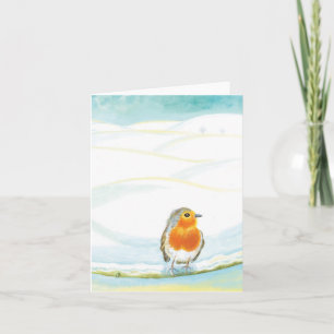 Carte Illustration White Winter Landscape Avec Robin