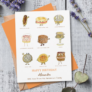 Carte Illustrations de gâteaux mignons pour un joyeux an