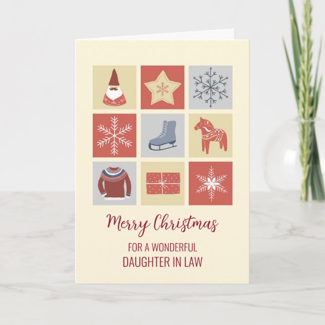 Carte Illustrations modernes Fille en droit Noël (Devant)