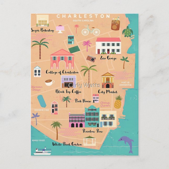 Carte illustrée de Charleston (Devant)