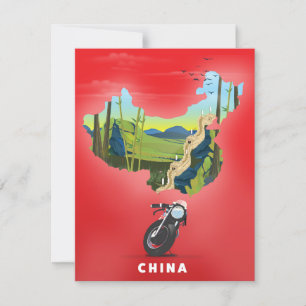 Carte illustrée de Chine affiche de voyage